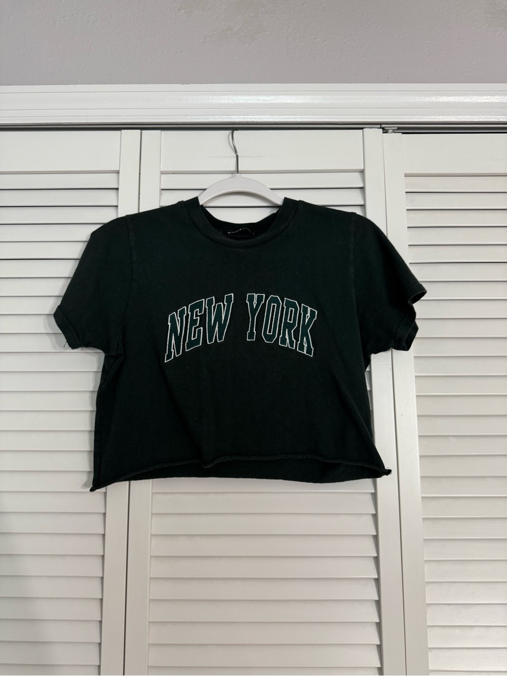 Brandy Melville 'New York' Cropped Tee Green Sz S